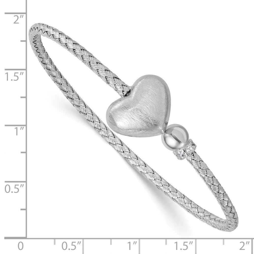 Buy Stylish Rhodium-Plated Sterling Silver Adjustable Cuff Bangle with CZ