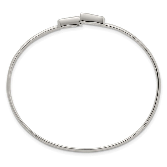 High-Quality Polished Sterling Silver Tapered Baguette CZ Cuff Bangle