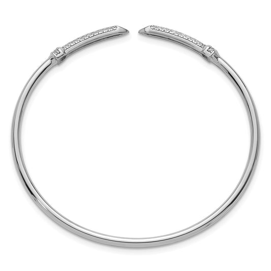 Buy Stylish Rhodium-Plated Sterling Silver Cuff Bangle with CZ - 6.5"