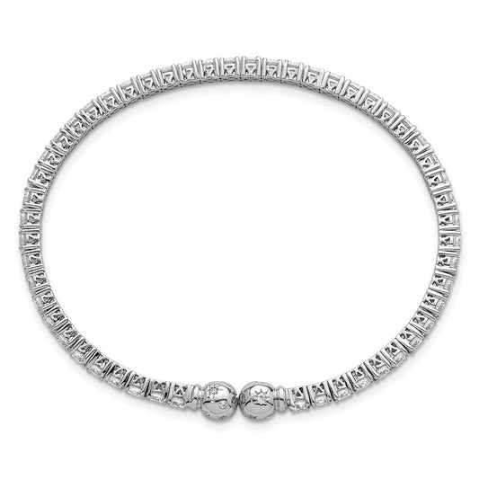 Shop Exclusive Rhodium-Plated Sterling Silver CZ Star Cuff Bracelet - Stylish & Flexible