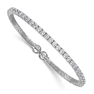 Shop Exclusive Rhodium-Plated Sterling Silver CZ Star Cuff Bracelet - Stylish & Flexible