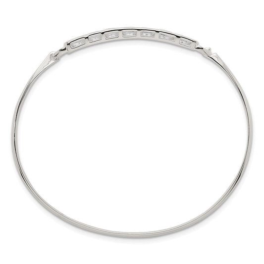 Buy Stylish Polished Square CZ Bar Bangle in Sterling Silver - Affordable Elegance