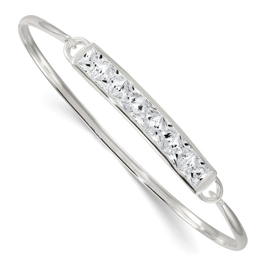 Buy Stylish Polished Square CZ Bar Bangle in Sterling Silver - Affordable Elegance