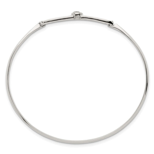 Shop Exclusive Polished Sterling Silver Fancy CZ Bangle - Stylish & Affordable