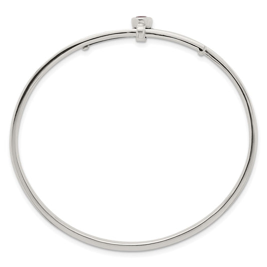 Order Stylish Polished Sterling Silver Expandable Bangle | Oval Red CZ