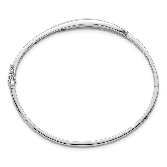 Designer Rhodium-Plated Sterling Silver CZ Hinged Bangle | Stylish Value