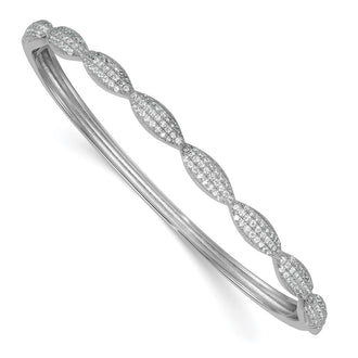 Shop Exclusive Rhodium-Plated Sterling Silver CZ Hinged Bangle - Stylish Design!
