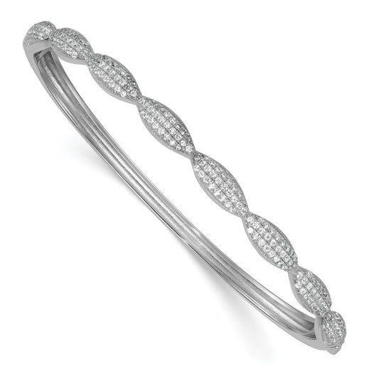 Shop Exclusive Rhodium-Plated Sterling Silver CZ Hinged Bangle - Stylish Design!