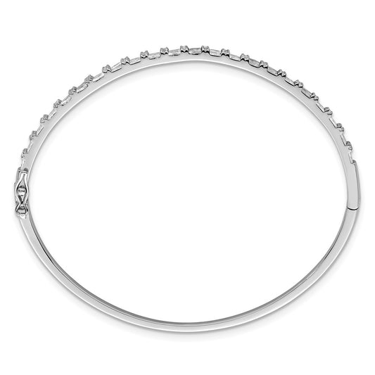 Shop Exclusive Polished Sterling Silver Bangle with CZ Accents - Affordable Luxury