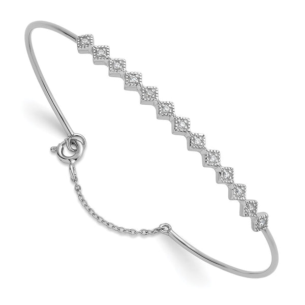 Rhodium-Plated Sterling Silver CZ Cuff Bracelet - Style GR1-1007734