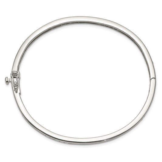 Buy Stylish Rhodium-Plated Sterling Silver Bangle Bracelet with CZ Accents