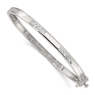 Buy Stylish Rhodium-Plated Sterling Silver Bangle Bracelet with CZ Accents