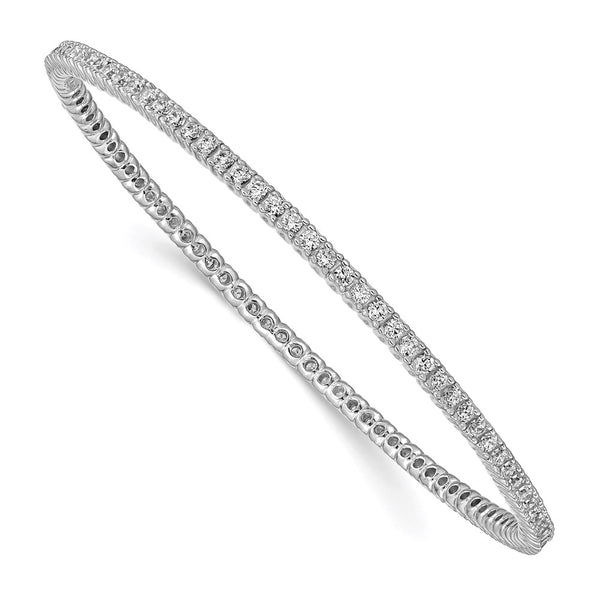 Rhodium-Plated Sterling Silver Bangle Bracelet with 93 CZ Stones