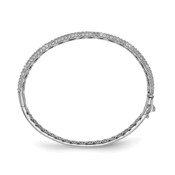 Rhodium-Plated Sterling Silver Bangle Bracelet with 175 CZ Stones