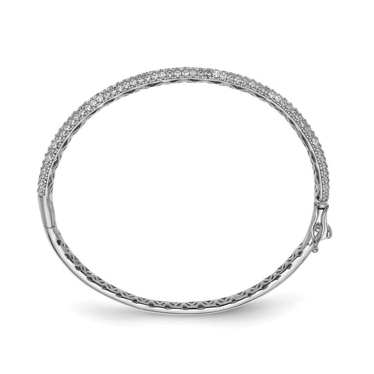 Buy Stylish Rhodium-Plated Sterling Silver Bangle Bracelet with 175 CZ Stones