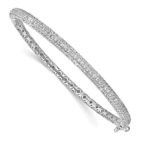 Rhodium-Plated Sterling Silver Bangle Bracelet with 175 CZ Stones