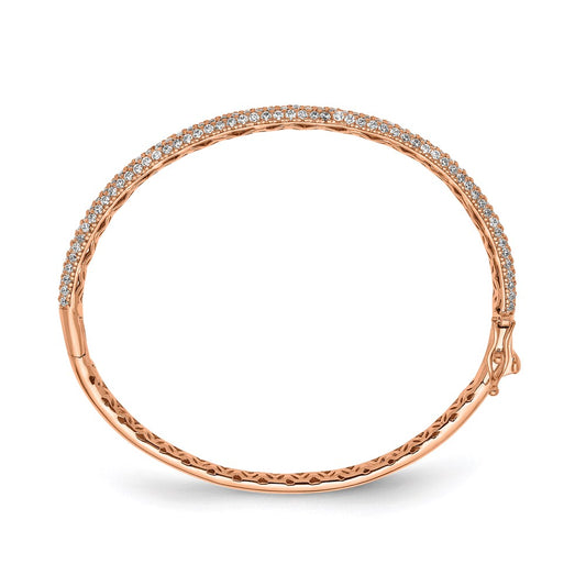 High-Quality Sterling Shimmer Rose Gold-Plated Bangle Bracelet | Stylish 175 CZ