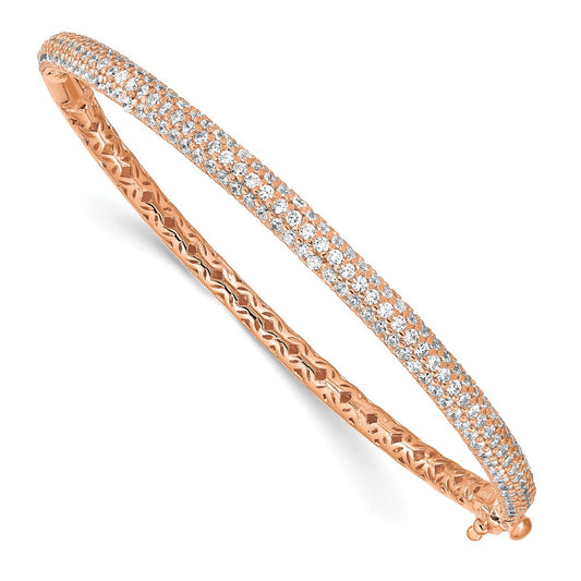 High-Quality Sterling Shimmer Rose Gold-Plated Bangle Bracelet | Stylish 175 CZ