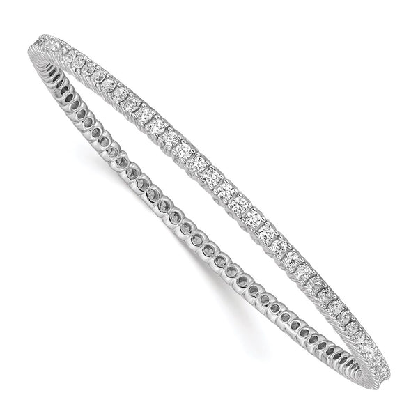 Rhodium-Plated Sterling Silver Bangle Bracelet with 83 CZ Stones - Style GR1-1007742
