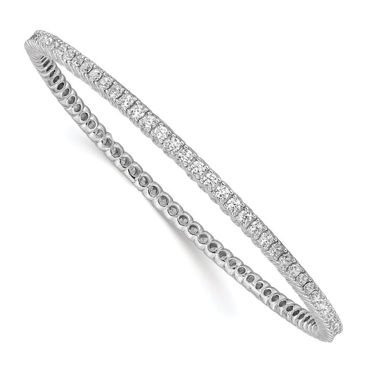 Buy Stylish Rhodium-Plated Sterling Silver Bangle Bracelet with 83 CZ Stones