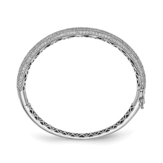Buy Stylish Rhodium-Plated Sterling Silver Bangle with 303 CZ Stones