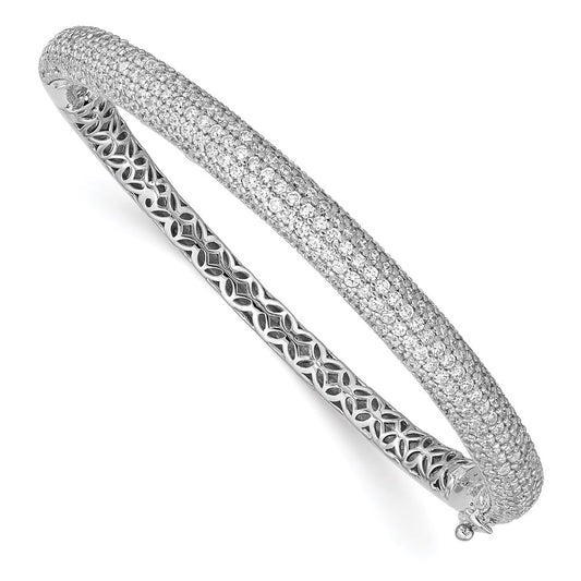 Buy Stylish Rhodium-Plated Sterling Silver Bangle with 303 CZ Stones