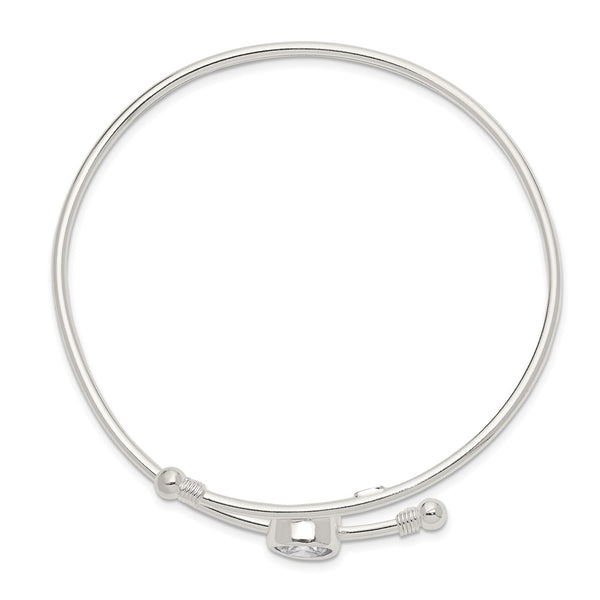 Polished Sterling Silver CZ Bangle Bracelet