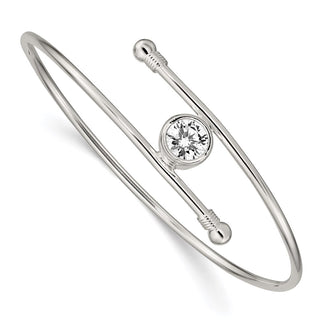Shop Stylish Polished Sterling Silver CZ Bangle Bracelet - Affordable Luxury!