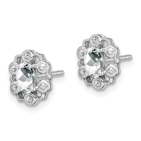 Rhodium-Plated Sterling Silver Earrings with White Topaz & Diamonds - Style GR1-1007762