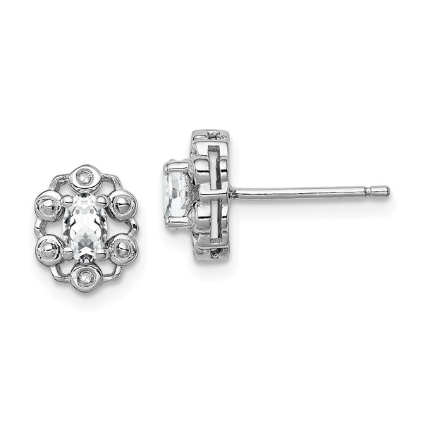 Rhodium-Plated Sterling Silver Earrings with White Topaz & Diamonds - Style GR1-1007762