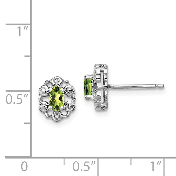 Buy Exclusive Rhodium-Plated Sterling Silver Peridot & Diamond Earrings - Stylish Value!-4