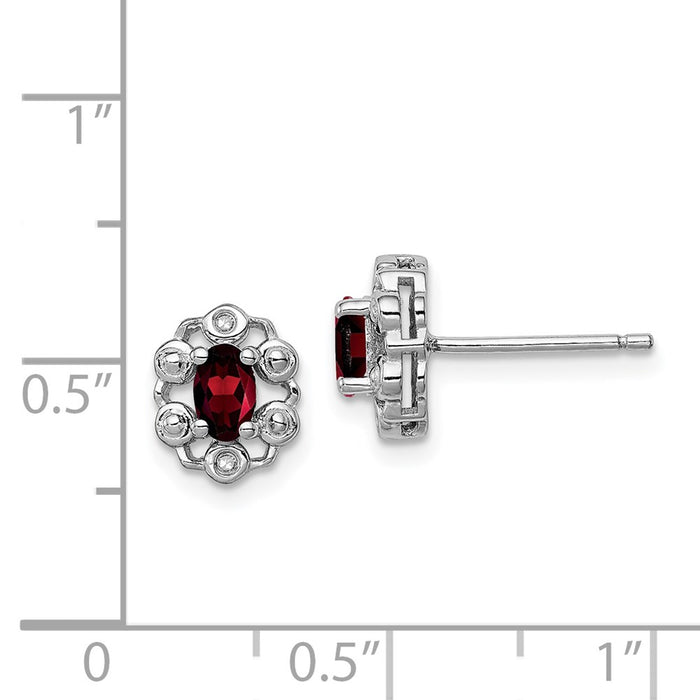 Order Stylish Rhodium-Plated Sterling Silver Garnet & Diamond Earrings - Luxury Design-4