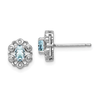 Buy Stylish Aquamarine & Diamond Earrings | Rhodium-Plated Silver, 14K Luxury