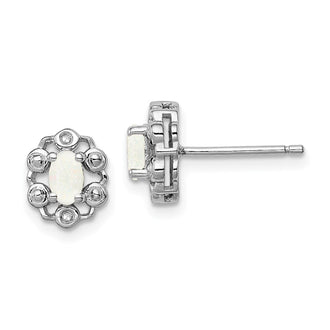Shop Stylish Sterling Silver Rhodium-Plated Created Opal & Diamond Earrings