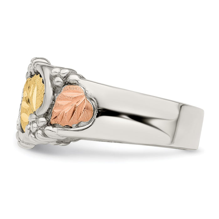 High-Quality Landstrom's Mt. Rushmore Sterling Silver Ring | Stylish 12K Gold Leaf Accents-3