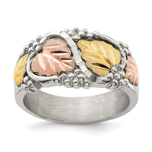 High-Quality Landstrom's Mt. Rushmore Sterling Silver Ring | Stylish 12K Gold Leaf Accents