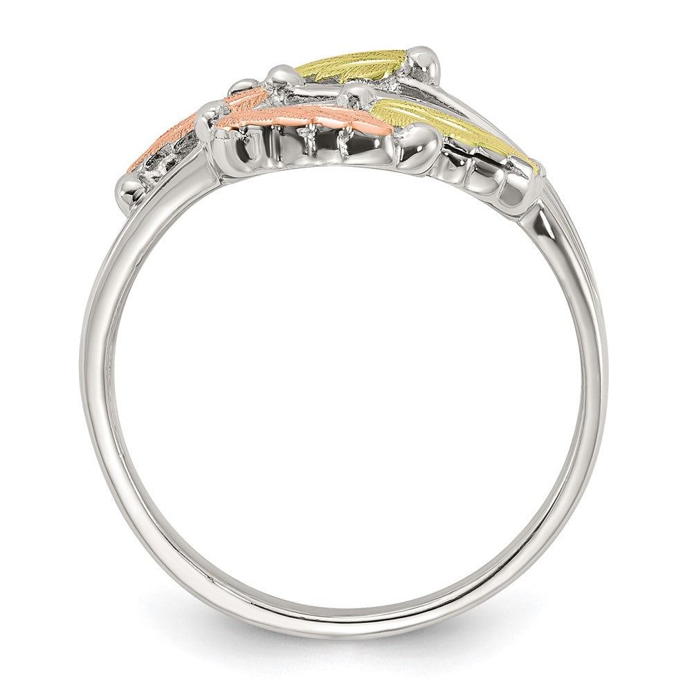Shop Stylish Sterling Silver Rhodium-Plated Bypass Ring with 12K Gold Accents
