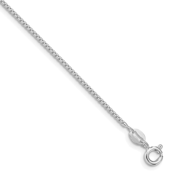 Rhodium-Plated 1.25mm Sterling Silver Diamond-Cut Box Chain