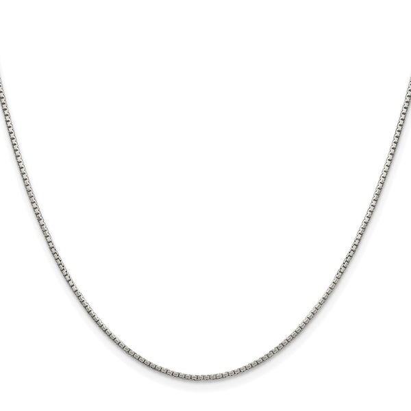 Rhodium-Plated Sterling Silver 1.35mm Diamond-Cut Box Chain