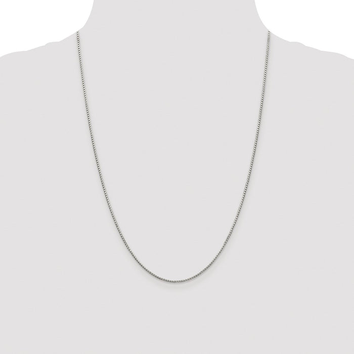 Buy Stylish 1.35mm Rhodium-Plated Sterling Silver Diamond-Cut Box Chain-4