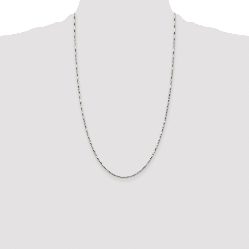 Buy Stylish Rhodium-Plated Sterling Silver 1.35mm Diamond-Cut Box Chain
