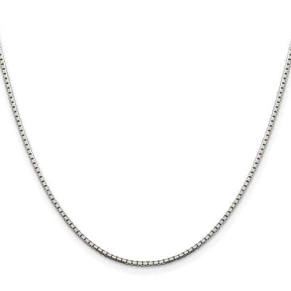 Rhodium-Plated Sterling Silver 1.5mm Diamond-Cut Box Chain