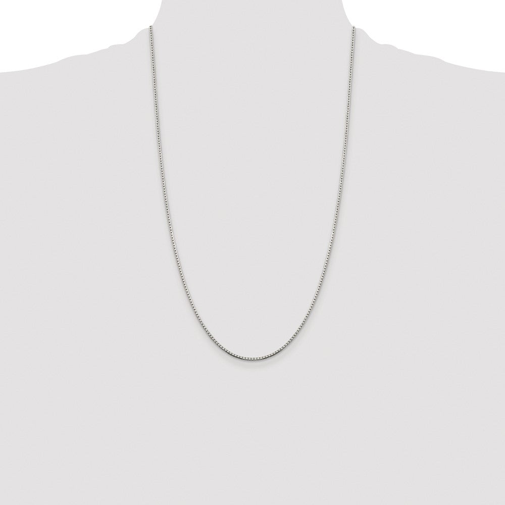 High-Quality Rhodium-Plated Sterling Silver 1.5mm Diamond-Cut Box Chain
