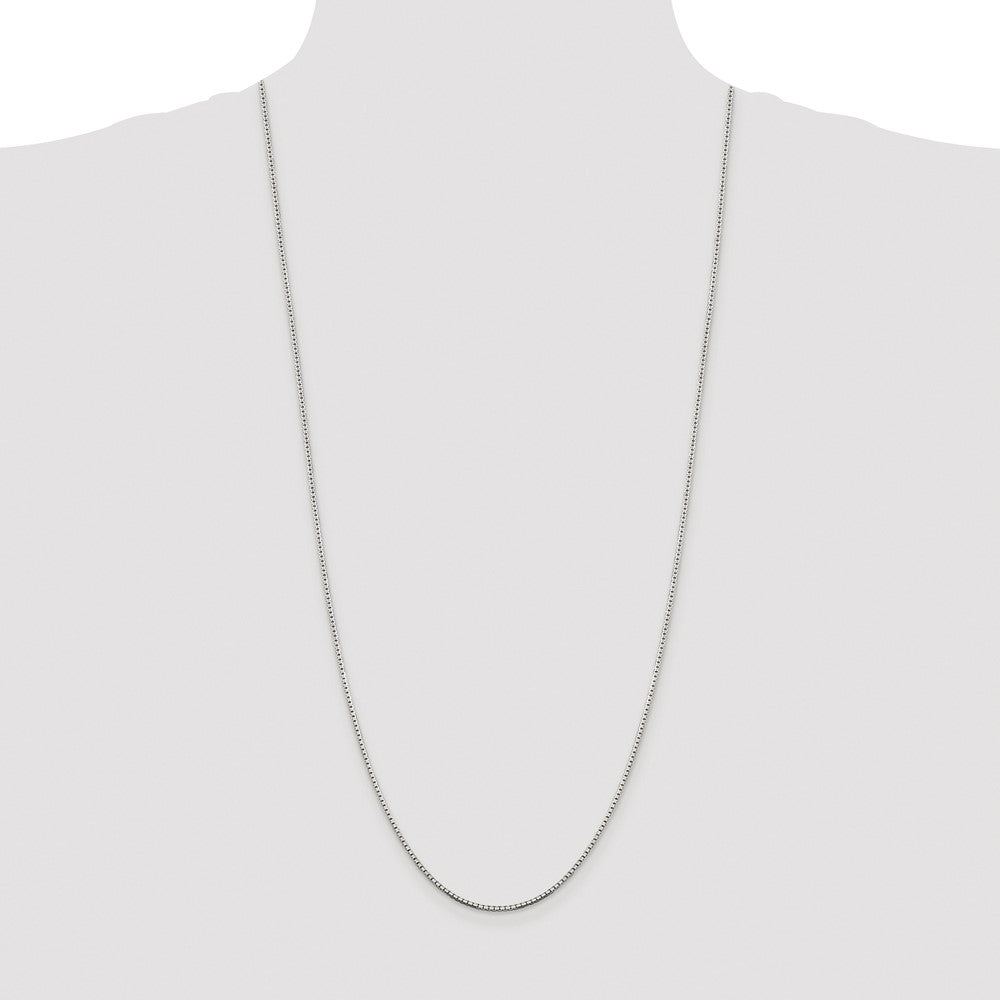 High-Quality Rhodium-Plated Sterling Silver 1.5mm Diamond-Cut Box Chain