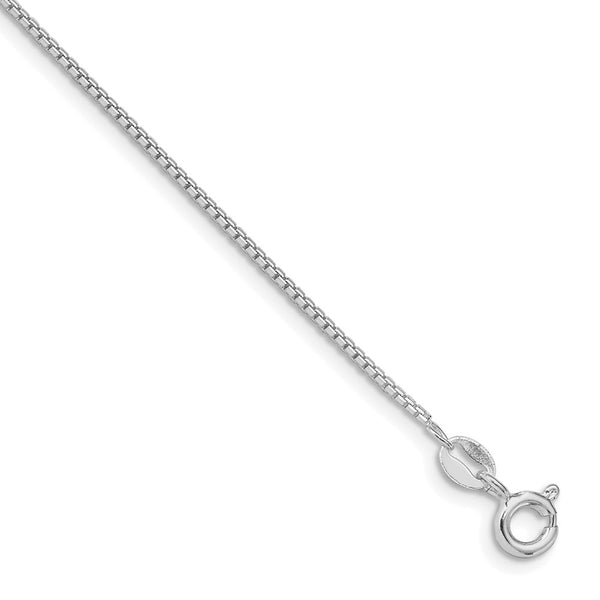 Rhodium-Plated Sterling Silver 1.5mm Diamond-Cut Box Chain