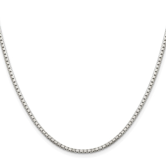 Exclusive Rhodium-Plated Sterling Silver 2mm Diamond-Cut Box Chain - Stylish Value