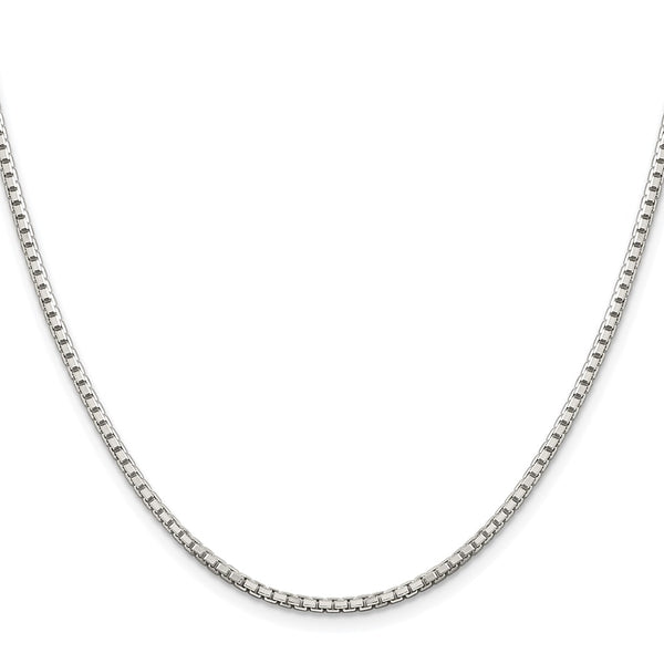 Rhodium-Plated 2mm 8-Sided Diamond-Cut Box Chain