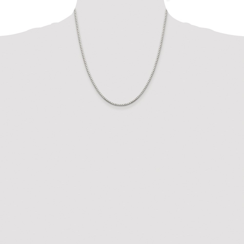 Buy Stylish Rhodium-Plated Sterling Silver 2mm Diamond-Cut Box Chain - Luxury Design