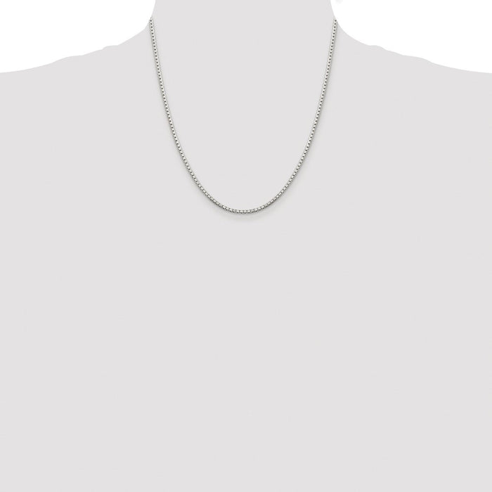 Buy Stylish Rhodium-Plated Sterling Silver 2mm Diamond-Cut Box Chain - Luxury Design-4
