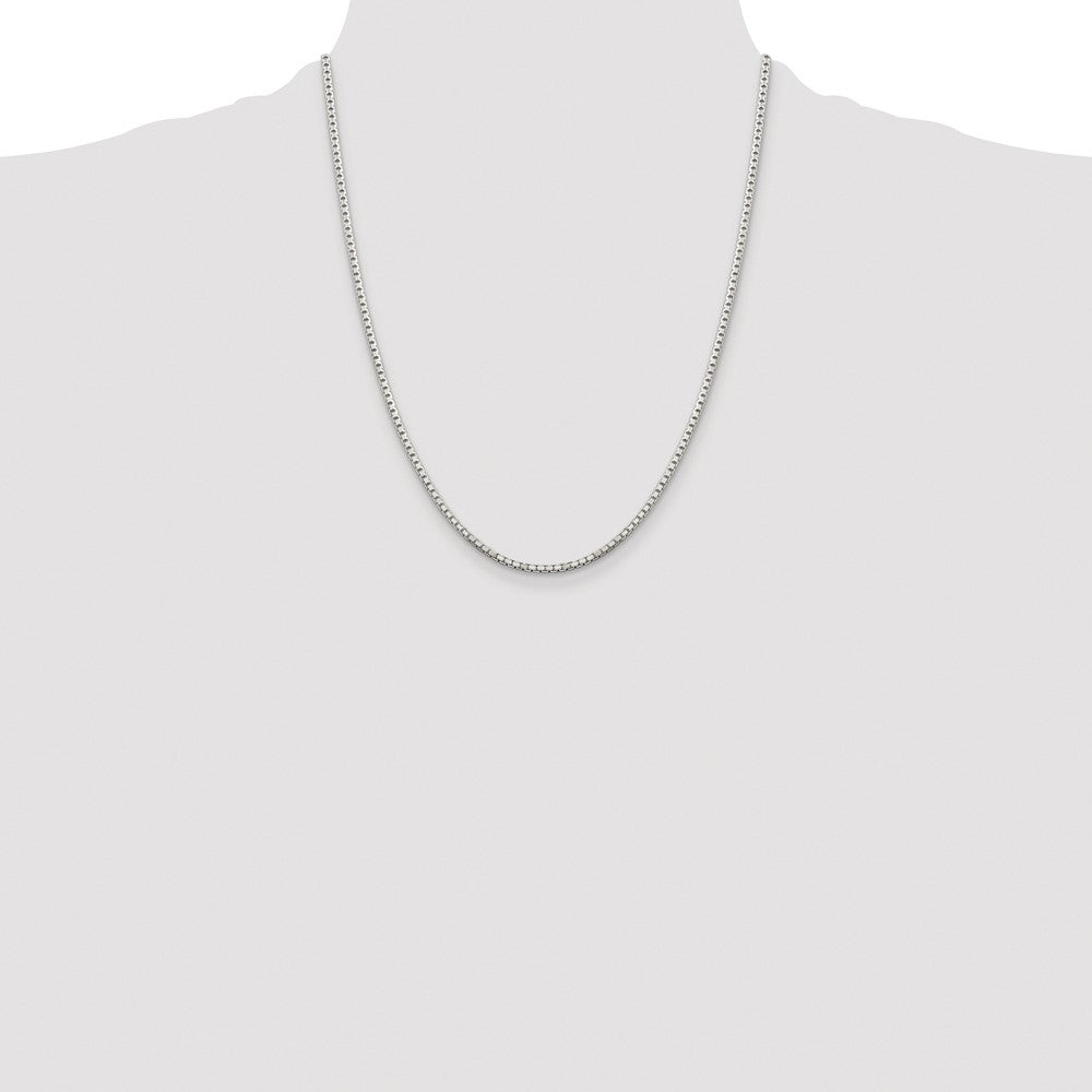 Buy Stylish Rhodium-Plated Sterling Silver 2mm Diamond-Cut Box Chain - Affordable Luxury